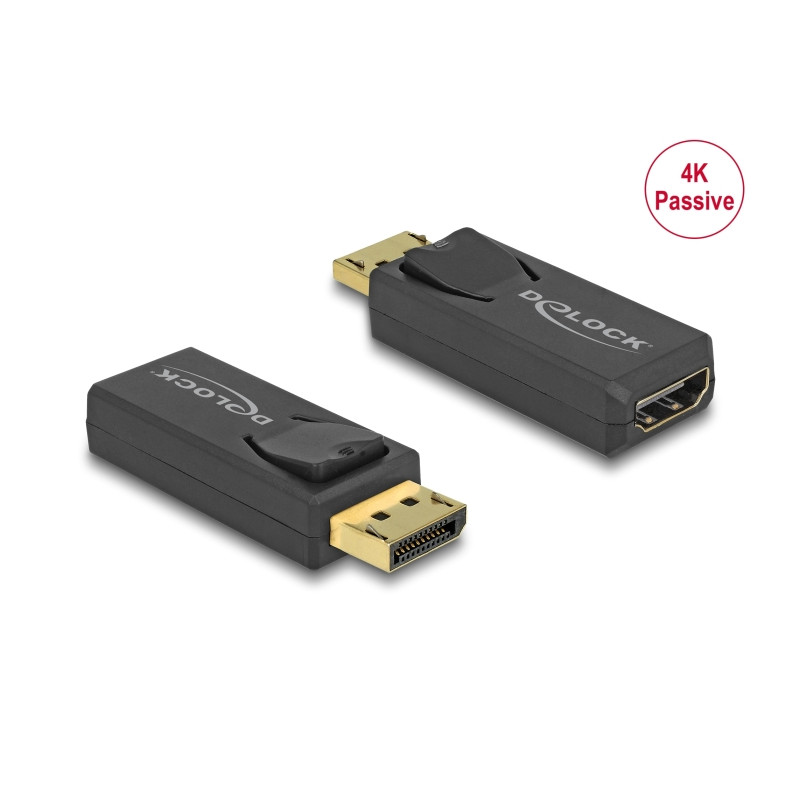 Delock Adapter DisplayPort 1.2 Stecker - HDMI Buchse 4K Passiv schwarz