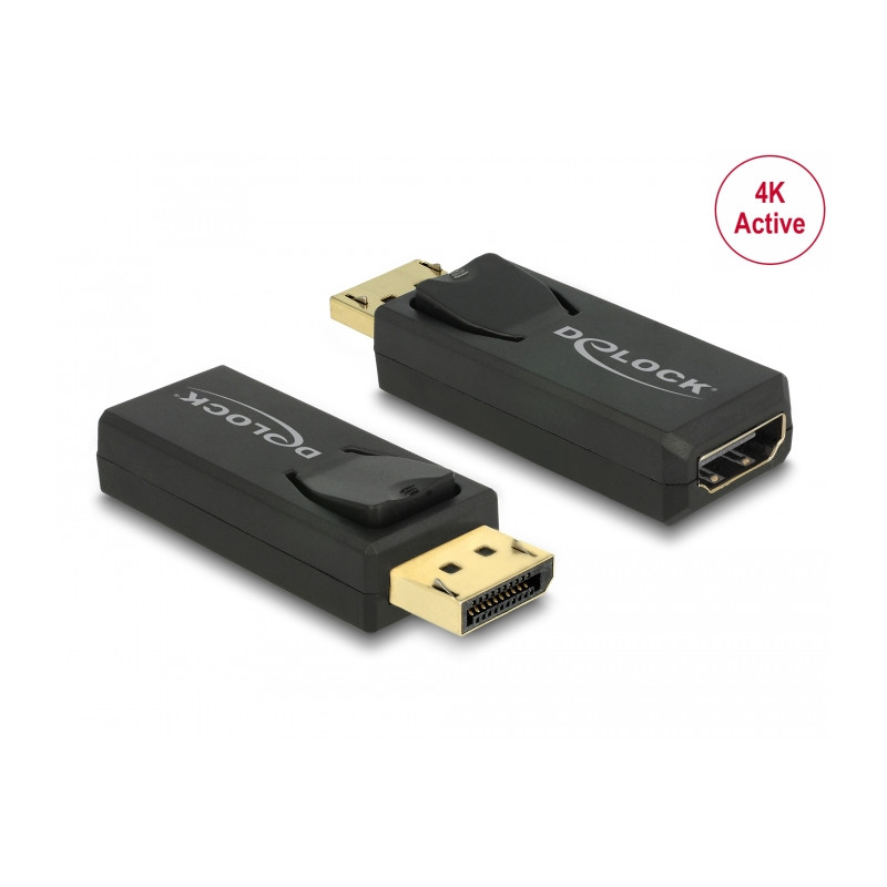 Delock Adapter DisplayPort 1.2 Stecker - HDMI Buchse 4K Aktiv schwarz