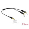 Delock Kabel Audio Splitter Klinkenstecker 3,5 mm 4 Pin - 2 x Klinkenbuchse 3,5 mm 4 Pin 25 cm