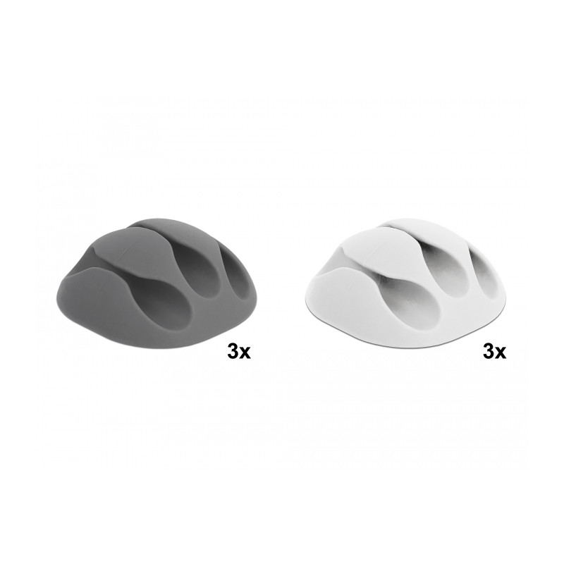 Delock Kabelhalter mit 3 Durchführungen Set 6 Stück