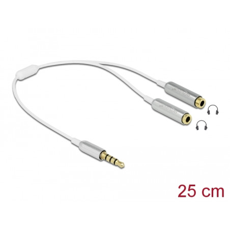Delock Kabel Audio Splitter Klinkenstecker 3,5 mm 4 Pin - 2 x Klinkenbuchse 3,5 mm 4 Pin 25 cm