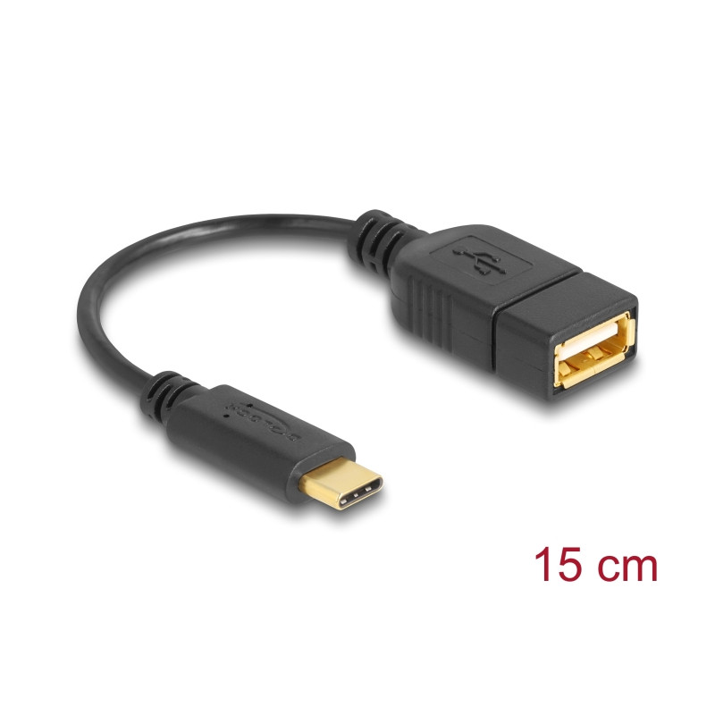 Delock Adapterkabel USB 2.0 Type-C™ Stecker - USB 2.0 Typ-A Buchse 15 cm schwarz