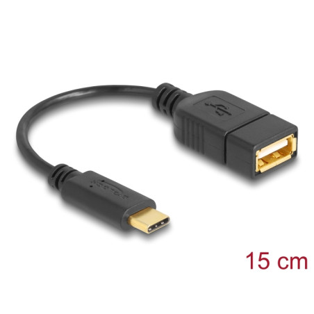 Delock Adapterkabel USB 2.0 Type-C™ Stecker - USB 2.0 Typ-A Buchse 15 cm schwarz