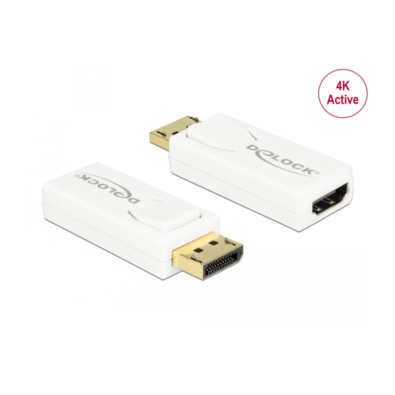 Delock Adapter DisplayPort 1.2 Stecker - HDMI Buchse 4K Aktiv weiß