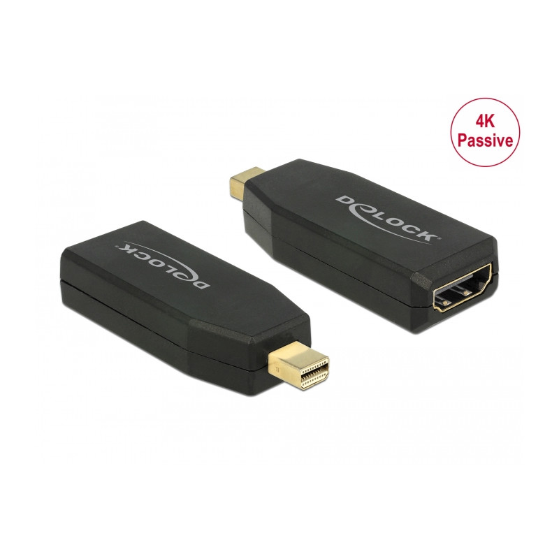 Delock Adapter mini DisplayPort 1.2 Stecker - HDMI Buchse 4K Passiv schwarz