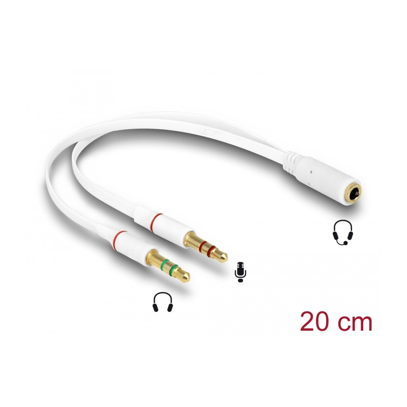 Delock Headset Adapter 1 x 3,5 mm 4 Pin Klinkenbuchse - 2 x 3,5 mm 3 Pin Klinkenstecker (iPhone)