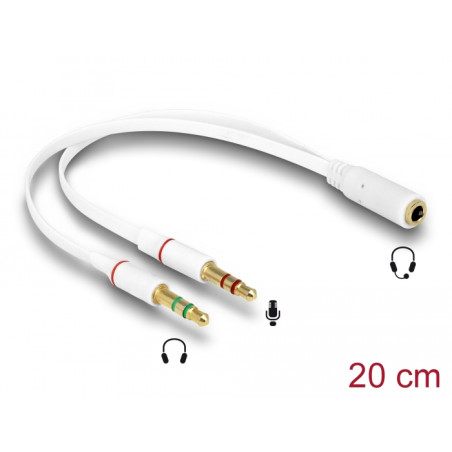 Delock Headset Adapter 1 x 3,5 mm 4 Pin Klinkenbuchse - 2 x 3,5 mm 3 Pin Klinkenstecker (iPhone)