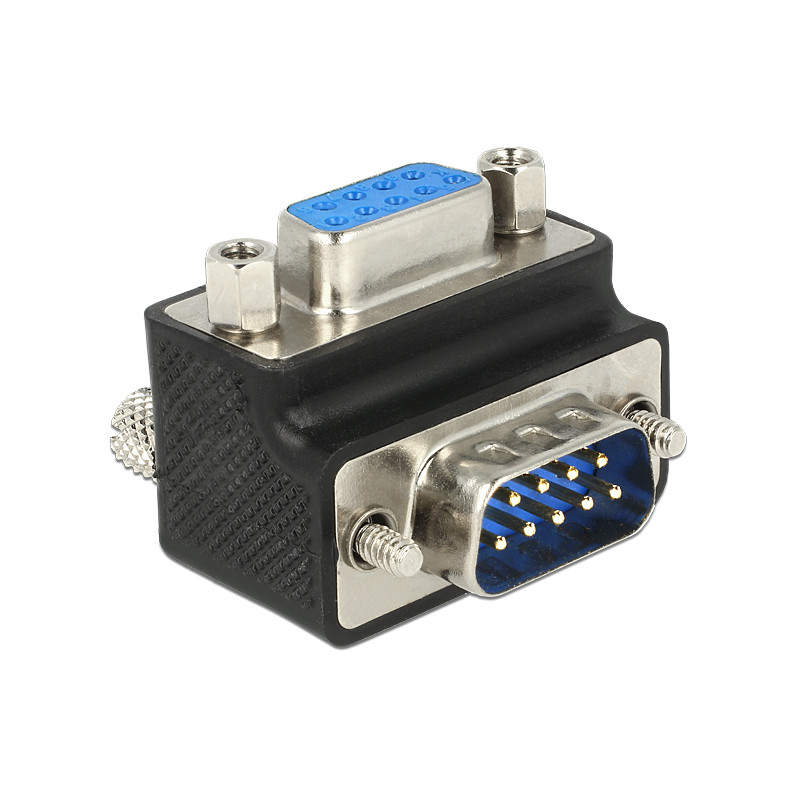 Delock D-Sub 9 Pin Stecker - Buchse 270° gewinkelt Mutter und Schraube tauschbar