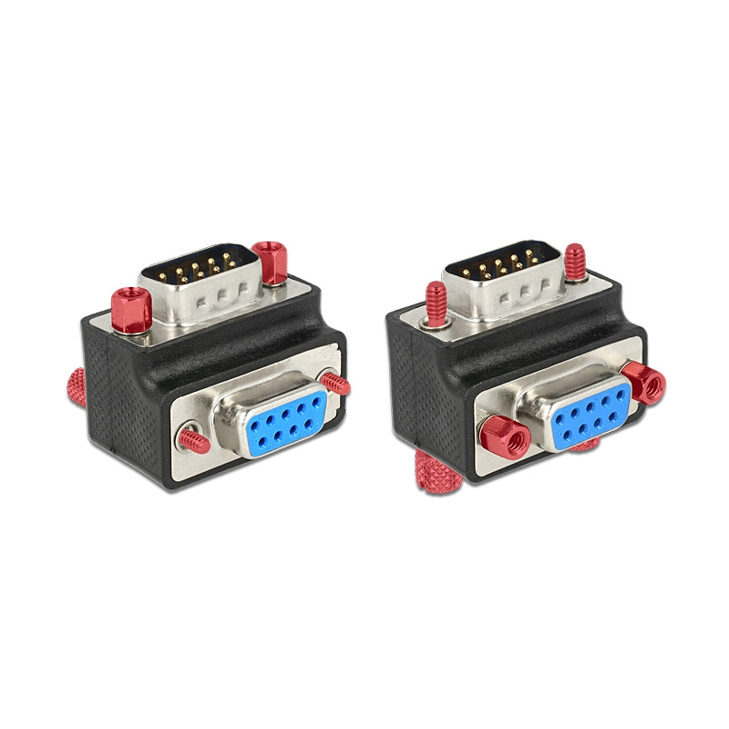 Delock D-Sub 9 Pin Stecker - Buchse 270° gewinkelt Mutter und Schraube tauschbar