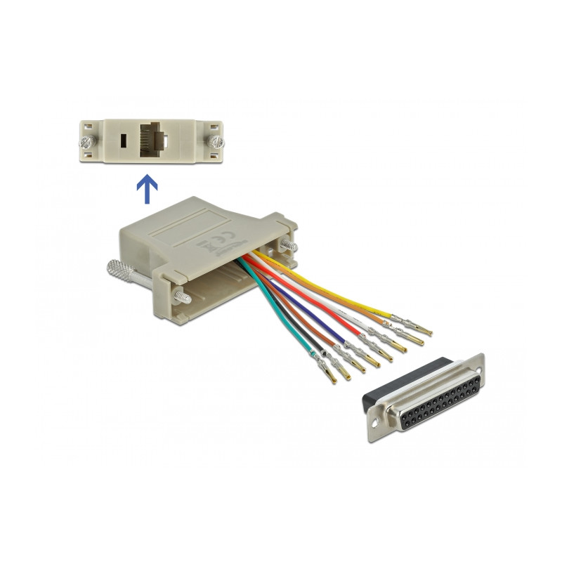 Delock D-Sub 25 Pin Buchse zu RJ45 Buchse Montagesatz grau