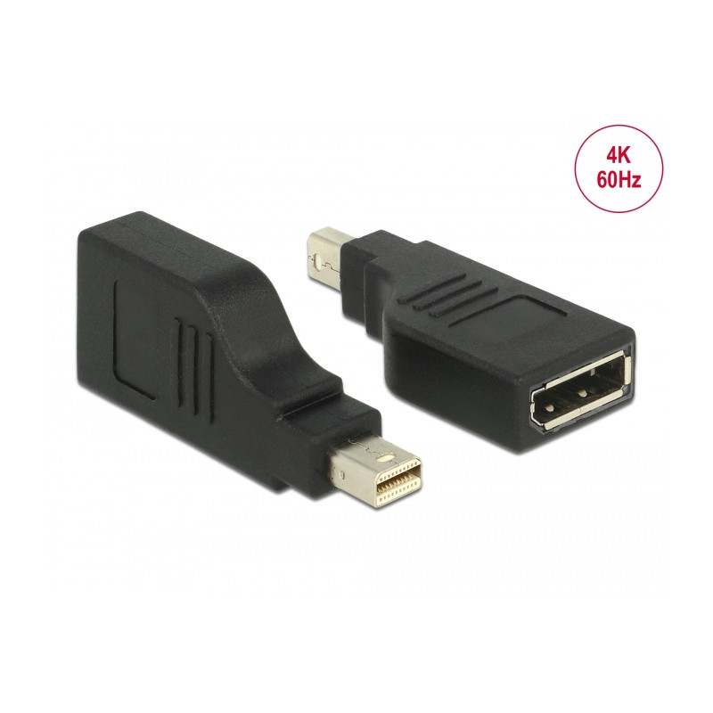 Delock Adapter mini DisplayPort 1.2 Stecker - DisplayPort Buchse 4K 90° gedreht schwarz