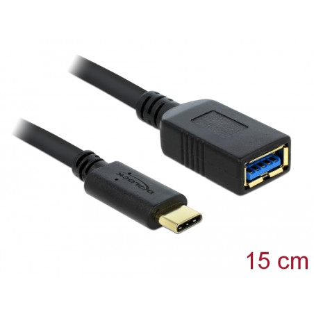 Delock USB 5 Gbps Adapter USB Type-C™ Stecker zu USB Typ A Buchse 15 cm schwarz