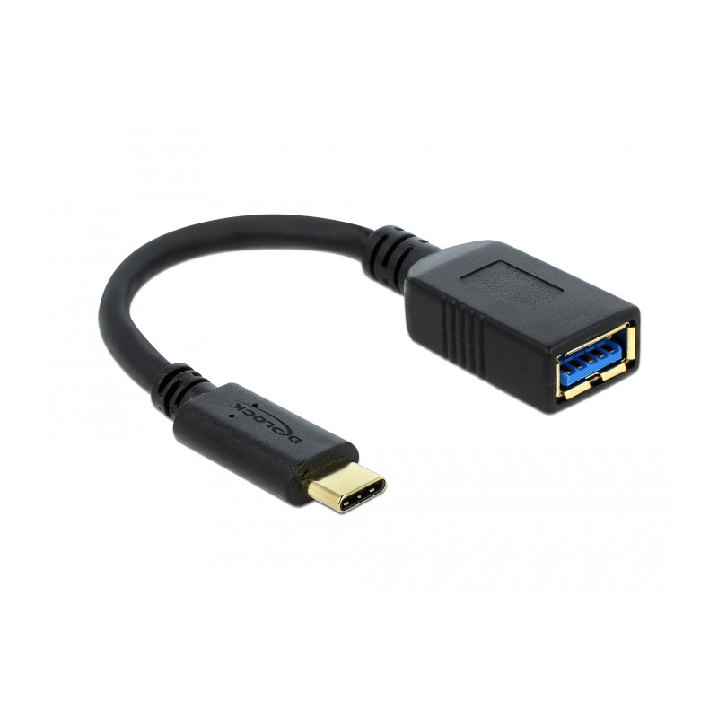 Delock USB 5 Gbps Adapter USB Type-C™ Stecker zu USB Typ A Buchse 15 cm schwarz