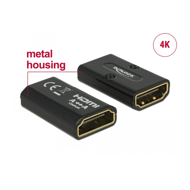 Delock Adapter High Speed HDMI mit Ethernet – HDMI-A Buchse - HDMI-A Buchse 4K Gender Changer schwarz