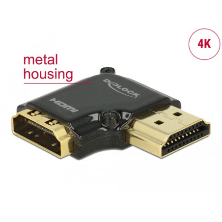 Delock Adapter High Speed HDMI mit Ethernet – HDMI-A Buchse - HDMI-A Stecker 4K 90° gewinkelt rechts schwarz