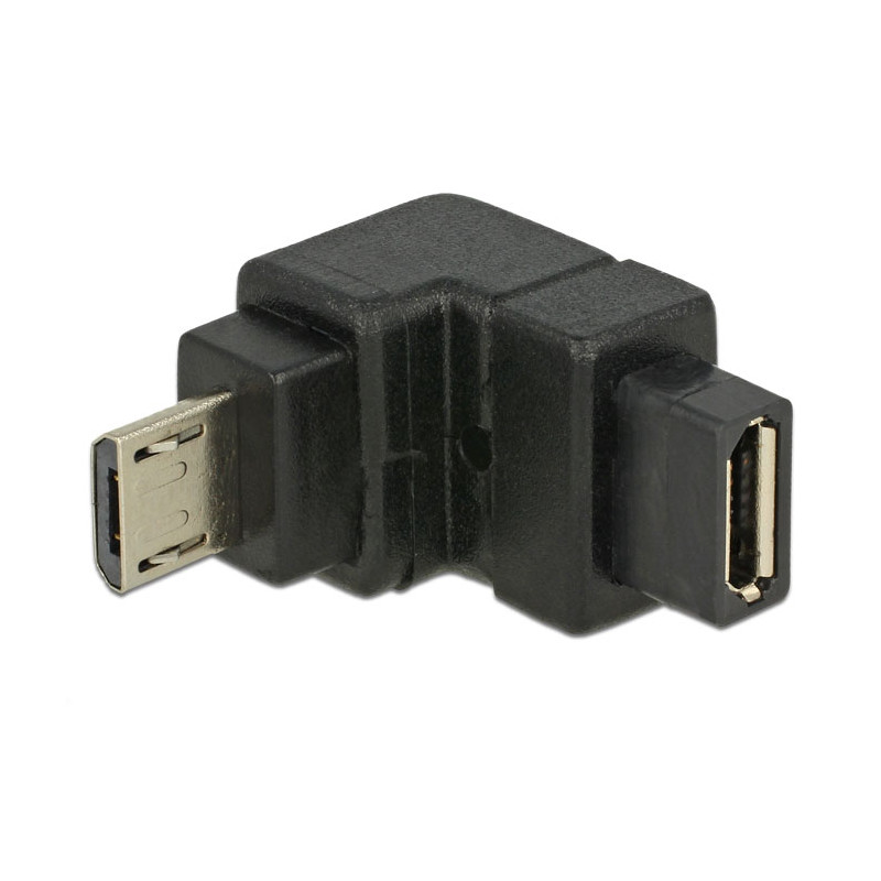 Delock Adapter USB 2.0 Micro-B Stecker - USB 2.0 Micro-B Buchse gewinkelt unten
