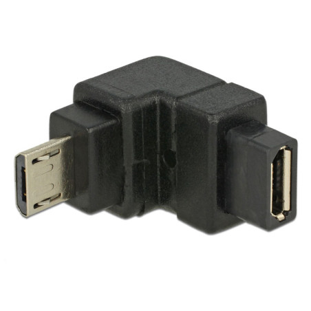 Delock Adapter USB 2.0 Micro-B Stecker - USB 2.0 Micro-B Buchse gewinkelt unten
