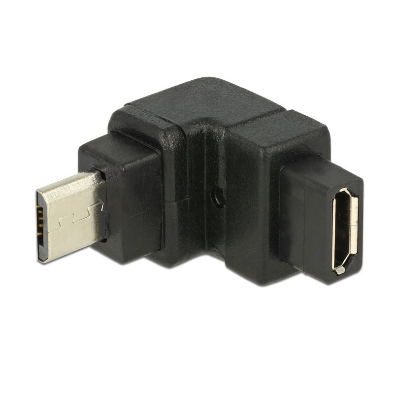 Delock Adapter USB 2.0 Micro-B Stecker - USB 2.0 Micro-B Buchse gewinkelt oben