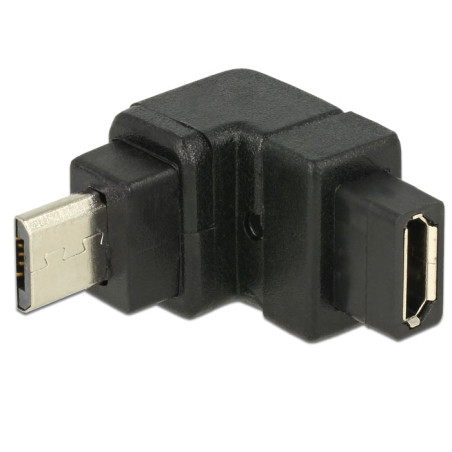 Delock Adapter USB 2.0 Micro-B Stecker - USB 2.0 Micro-B Buchse gewinkelt oben