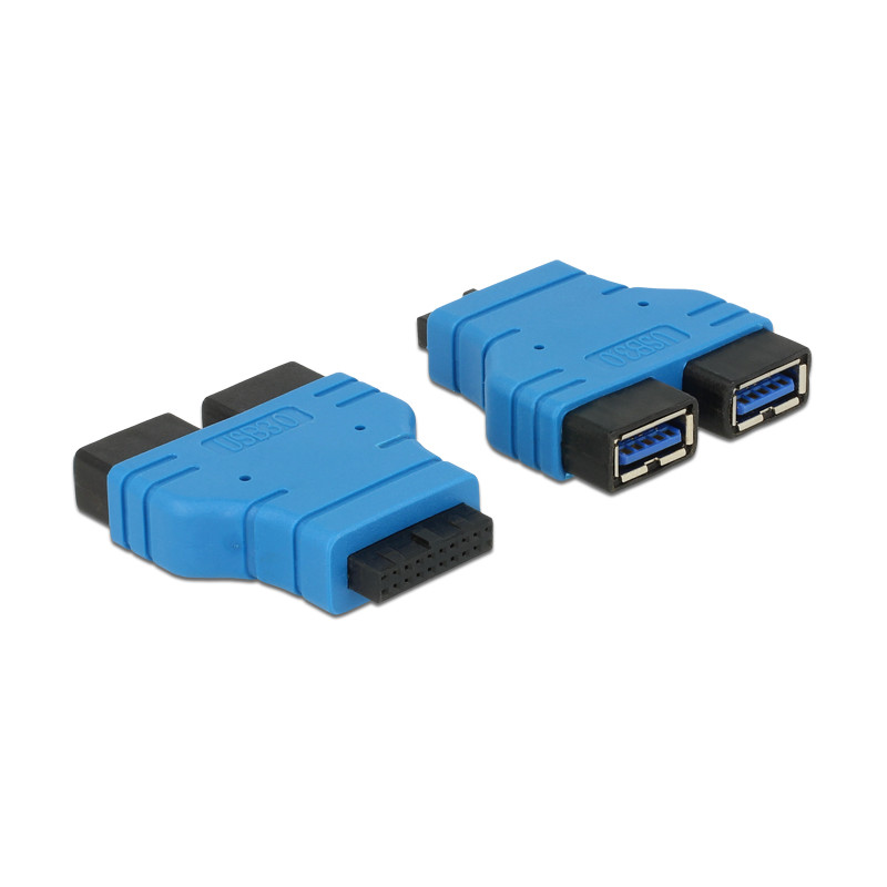 Delock Adapter USB 3.0 Pfostenbuchse - 2 x USB 3.0 Typ-A Buchse – nebeneinander