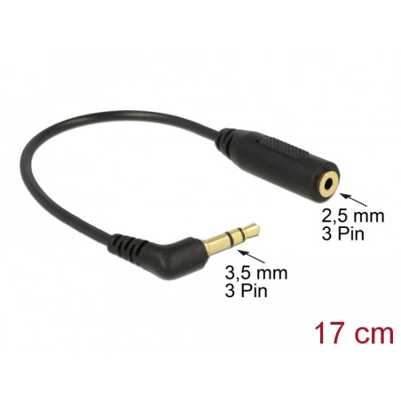 Delock Audiokabel Klinkenstecker 3,5 mm 3 Pin gewinkelt - Klinkenbuchse 2,5 mm 3 Pin
