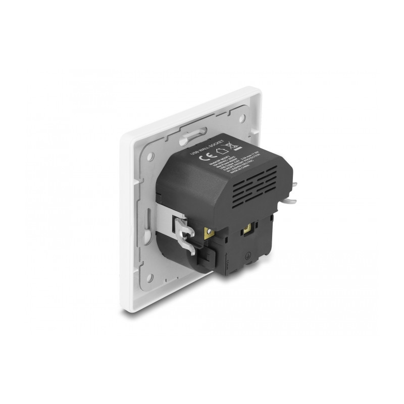 Delock Einbausteckdose mit 2 USB Ladeports 3,4 A, 1 x USB Typ-A und 1 x USB Type-C™