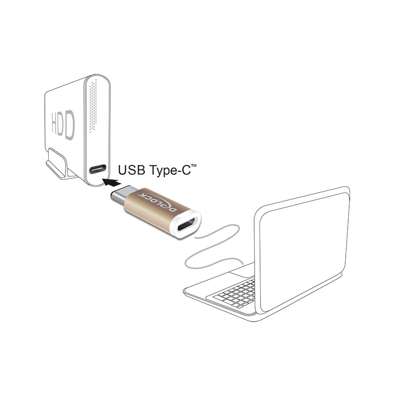 Delock Adapter USB 2.0 Micro-B Buchse - USB Type-C™ 2.0 Stecker kupferfarben