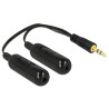 Delock Adapterkabel Audio Splitter Klinkenstecker 3,5 mm 3 Pin - 2 x Klinkenbuchse 3,5 mm 3 Pin + Lautstärkeregler 19 cm
