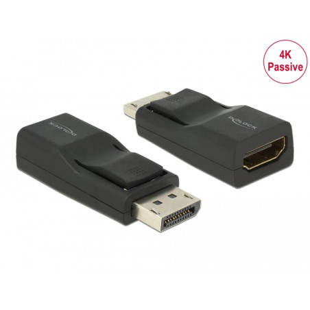 Delock Adapter DisplayPort 1.2 Stecker - HDMI Buchse 4K Passiv schwarz