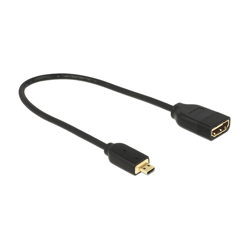 Delock Kabel High Speed HDMI mit Ethernet – HDMI Micro-D Stecker - HDMI-A Buchse 3D 4K 20 cm