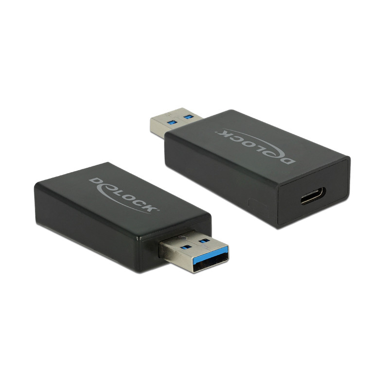 Delock Konverter USB 3.1 Gen 2 Typ-A Stecker - USB Type-C™ Buchse Aktiv schwarz