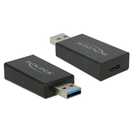Delock Konverter USB 3.1 Gen 2 Typ-A Stecker - USB Type-C™ Buchse Aktiv schwarz