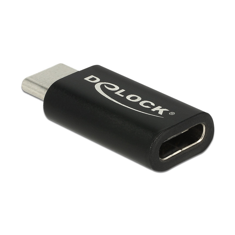 Delock Adapter USB Type-C™ Stecker zu Buchse, kompatibel mit USB 5 / 10 / 20 / 40 Gbps und Thunderbolt™ 3 und 4 - full-featured 