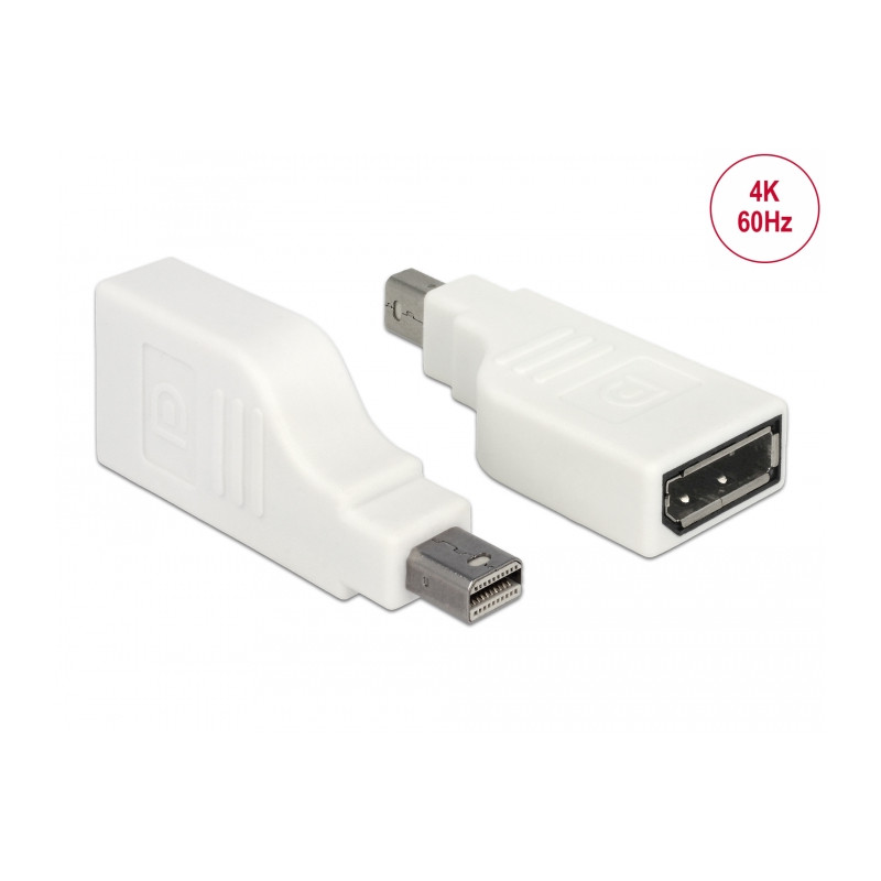 Delock Adapter mini DisplayPort 1.2 Stecker - DisplayPort Buchse 4K 90° gedreht weiß
