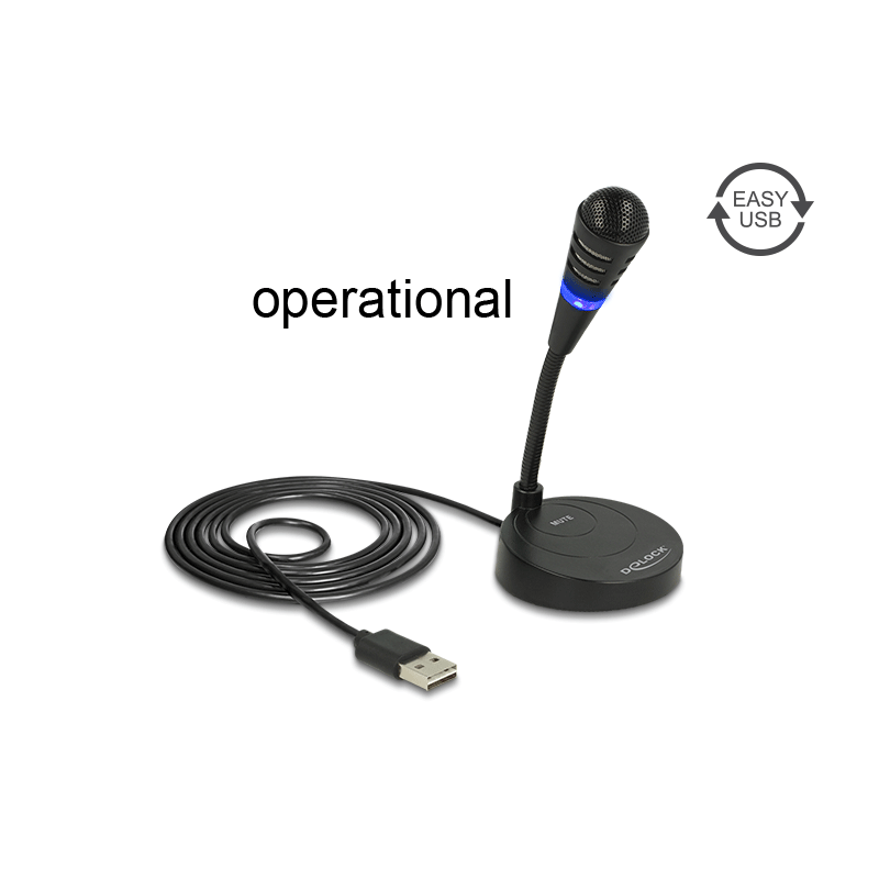 Delock USB Mikrofon mit Standfuß und Touch-Mute Taste