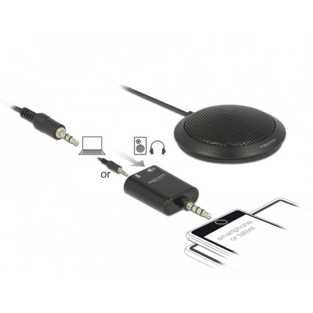 Delock Kondensator Tisch Mikrofon Omnidirektional für Konferenz mit 3,5 mm Klinkenstecker 3 Pin