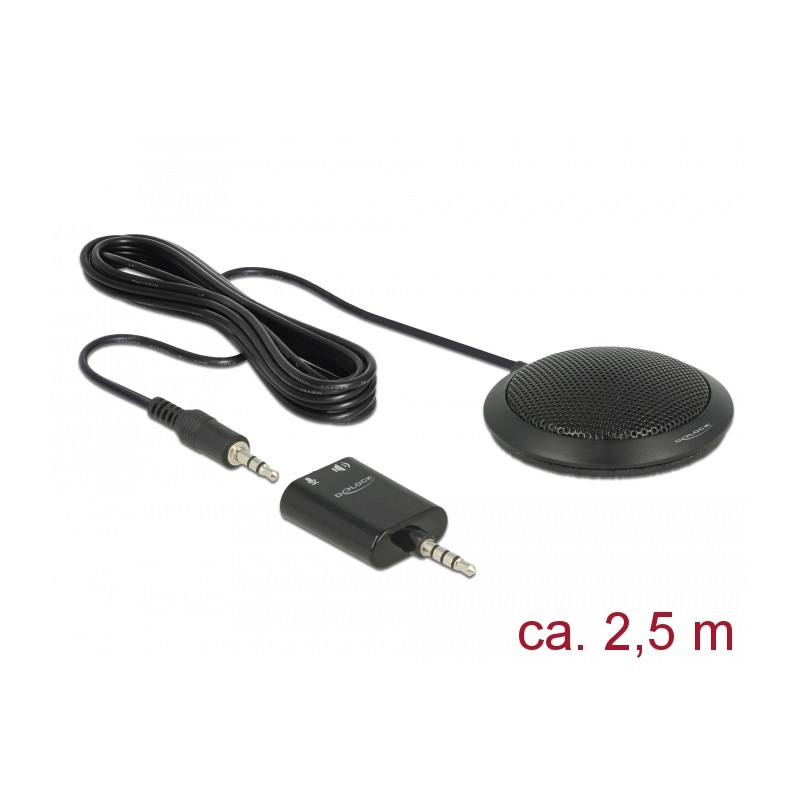 Delock Kondensator Tisch Mikrofon Omnidirektional für Konferenz mit 3,5 mm Klinkenstecker 3 Pin