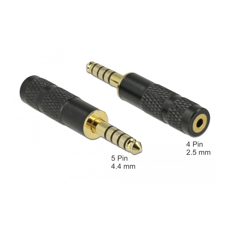 Delock Adapter Klinkenstecker 4,4 mm 5 Pin zu Klinkenbuchse 2,5 mm 4 Pin