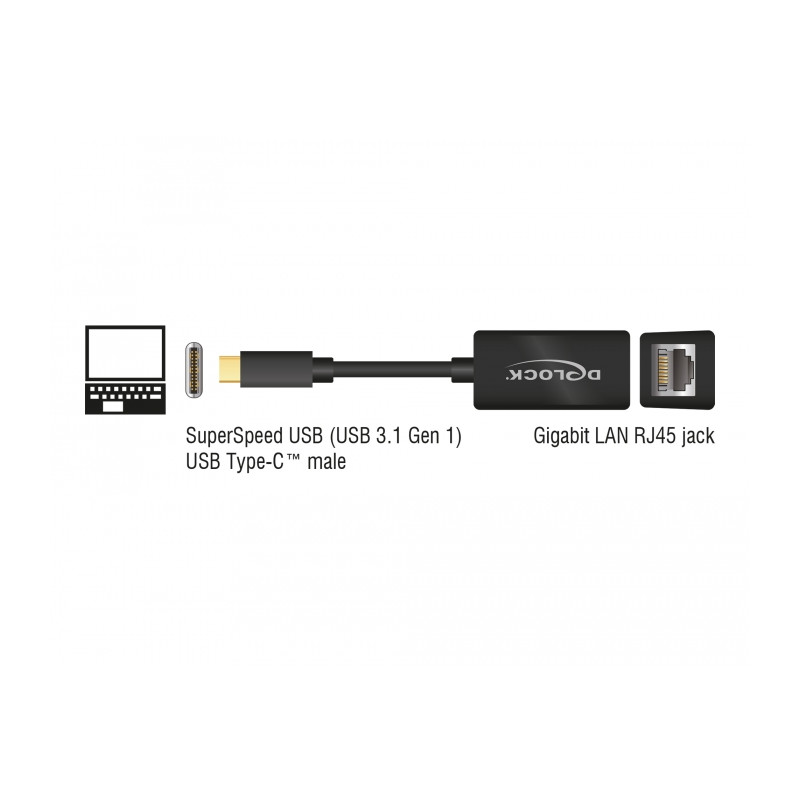 Delock USB Type-C™ Netzwerk Adapter Gigabit LAN 1 x RJ45 kompakt schwarz