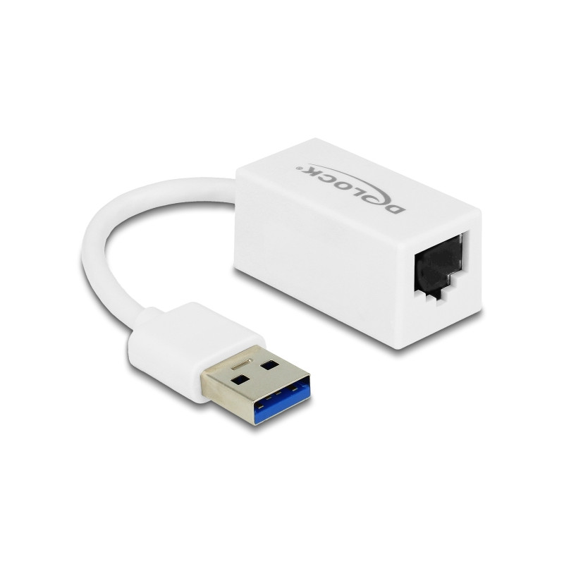 Delock USB Typ-A Netzwerk Adapter Gigabit LAN 1 x RJ45 kompakt weiß