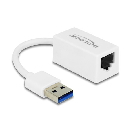 Delock USB Typ-A Netzwerk Adapter Gigabit LAN 1 x RJ45 kompakt weiß