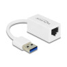 Delock USB Typ-A Netzwerk Adapter Gigabit LAN 1 x RJ45 kompakt weiß