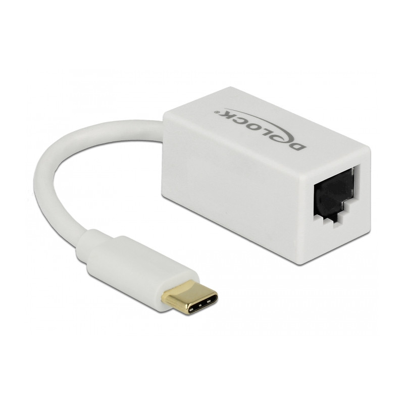 Delock USB Type-C™ Netzwerk Adapter Gigabit LAN 1 x RJ45 kompakt weiß