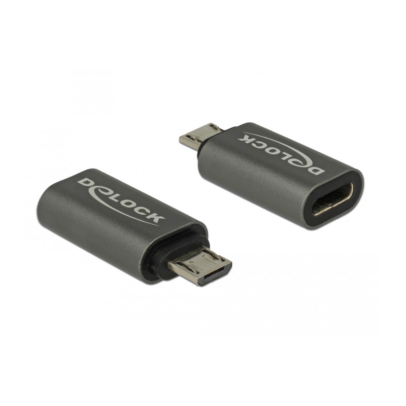 Delock Adapter USB 2.0 Micro-B Stecker zu USB Type-C™ 2.0 Buchse anthrazit