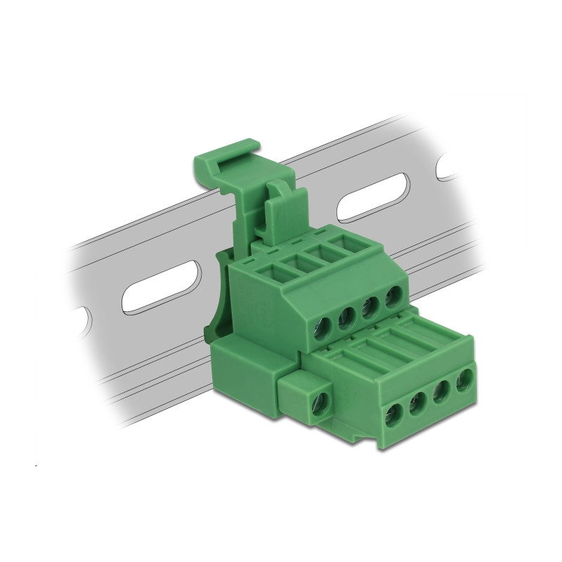 Delock Terminalblock Set für Hutschienen 4 Pin mit Schraubverriegelung