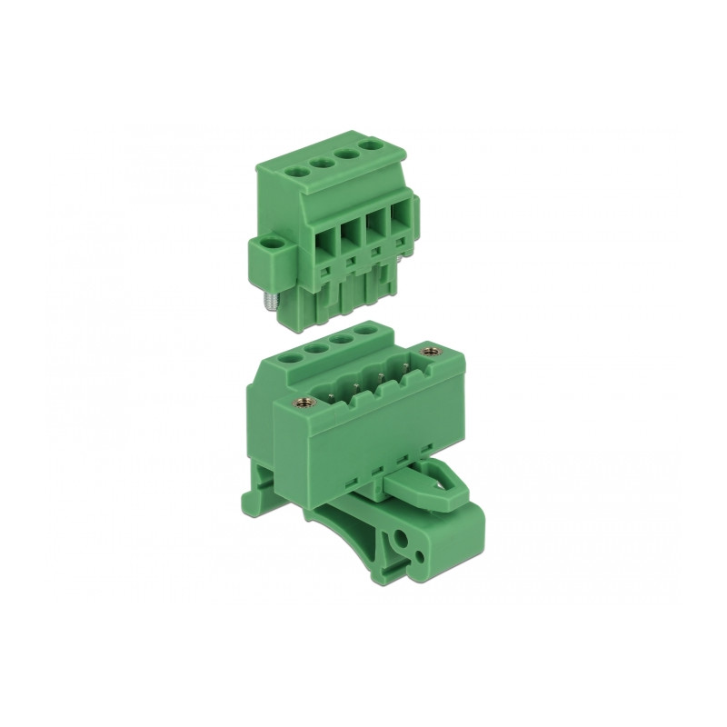 Delock Terminalblock Set für Hutschienen 4 Pin mit Schraubverriegelung