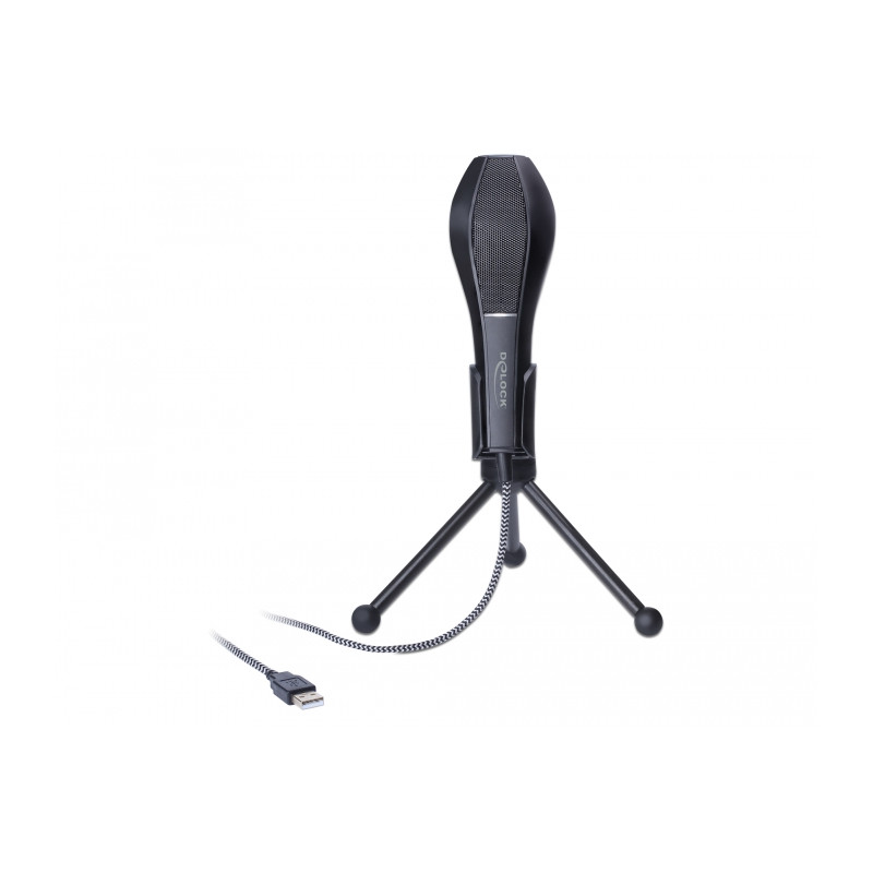 Delock USB Kondensator Mikrofon mit Tischständer - ideal für Gaming, Skypen und Gesang