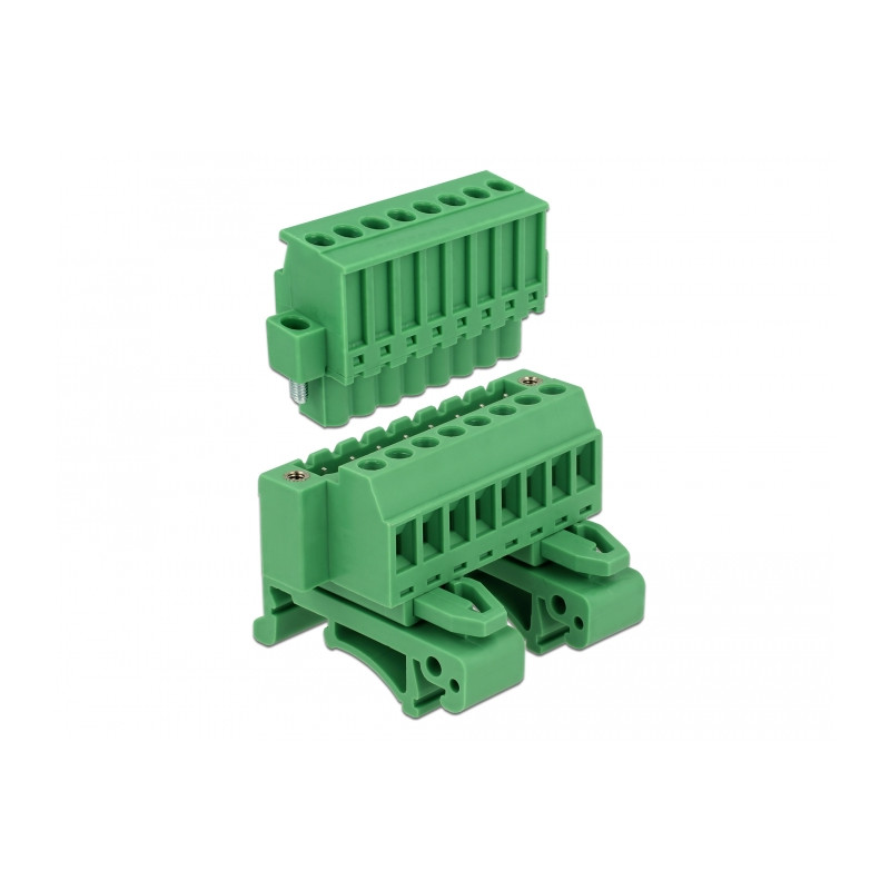 Delock Terminalblock Set für Hutschienen 8 Pin mit Schraubverriegelung