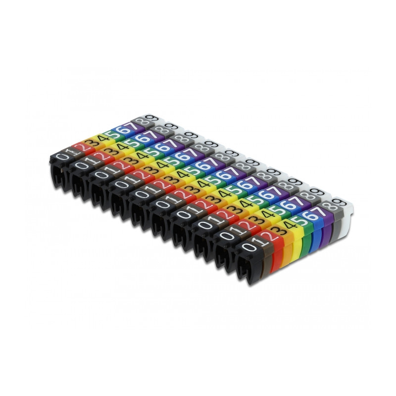 Delock Kabelmarker Clips 0-9 farbig 100-teilig