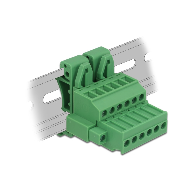 Delock Terminalblock Set für Hutschienen 6 Pin mit Schraubverriegelung